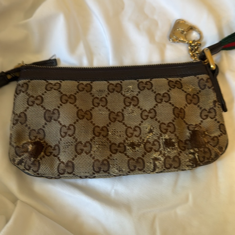 Gucci Brown  Clutch with Monogram and Leather #152507 - Picture 6 of 10